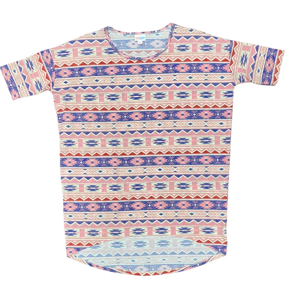 LuLaRoe Women’s High Low Irma Tunic Flowy Small Pink Blue NWT